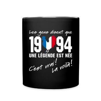 Né en 1994 - Coq aux couleurs françaises - Mug uni - noir - Devant