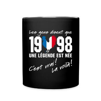 Né en 1998 - Coq aux couleurs françaises - Mug uni - noir - Devant