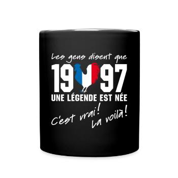 Né en 1997 - Coq aux couleurs françaises - Mug uni - noir - Devant