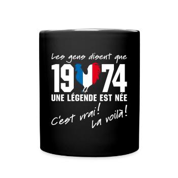Né en 1974 - Coq aux couleurs françaises - Mug uni - noir - Devant