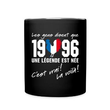 Né en 1996 - Coq aux couleurs françaises - Mug uni - noir - Devant