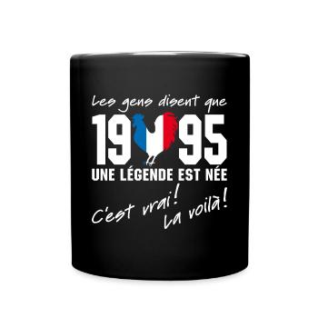 Né en 1995 - Coq aux couleurs françaises - Mug uni - noir - Devant