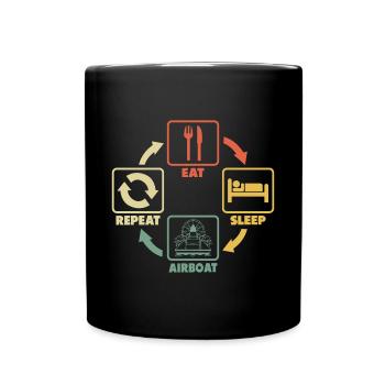 Hydroglisseur Swamp Boat Hovercraft Eat Sleep Vintage - Mug uni - noir - Devant