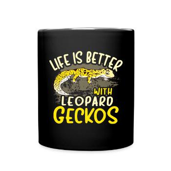 Leopard Gecko Lizard Reptiles Herpetologist - Full Colour Mug - black - Front