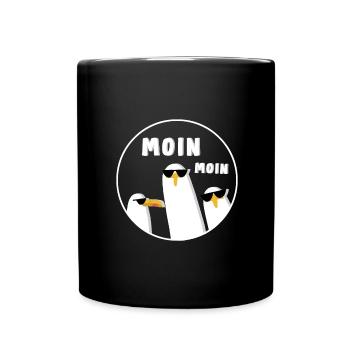 Moin Moin Möwen - Tasse einfarbig - Schwarz - Vorne