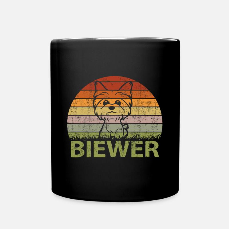 Biewer Yorkshire Terrier Hund Mix Vintage - Tasse einfarbig - Schwarz
