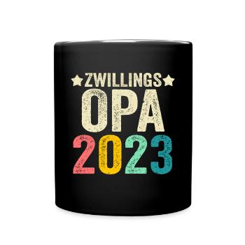 Großvater 2023 Schwanger Werdender Opa - Tasse einfarbig - Schwarz - Vorne
