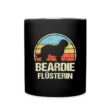 Bearded Collie Beardie Mama Frauchen Flüstererin - Tasse einfarbig - Schwarz - Vorne