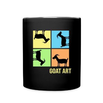 Ziegenbock popart Ziege Ziehenhaltung "goat-art" - Tasse einfarbig - Schwarz - Vorne