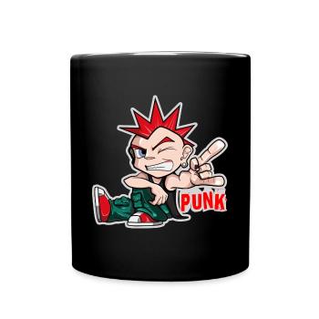 Punk Musik Punker Punkrock Irokesenschnitt Rocker - Tasse einfarbig - Schwarz - Vorne