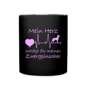 Zwergpinscher Hund Mama Sprüche Spruch Pink - Tasse einfarbig - Schwarz - Vorne