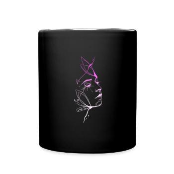Trash line art woman's face - Full Colour Mug - black - Front