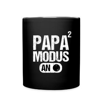 Papa Vater von 2 zwei Zweiten Kindern Zwillinge - Tasse einfarbig - Schwarz - Vorne
