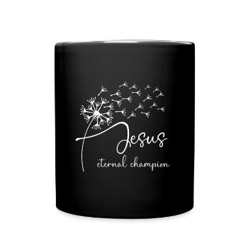 Jesus, eternal champion has a chic dandelion graph - Full Colour Mug - black - Front