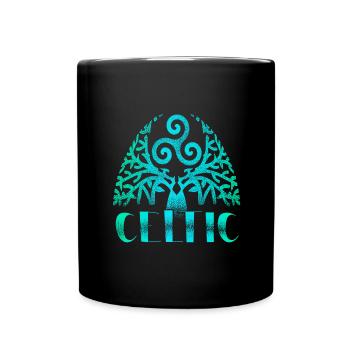 Buntes keltisches Punkt-Design - Tasse einfarbig - Schwarz - Vorne