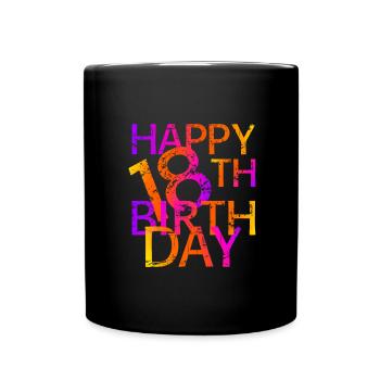 Happy 18th birthday - Tasse einfarbig - Schwarz - Vorne