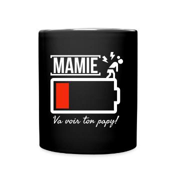 Mamie batterie faible, va voir ton papy! - Mug uni - noir - Devant
