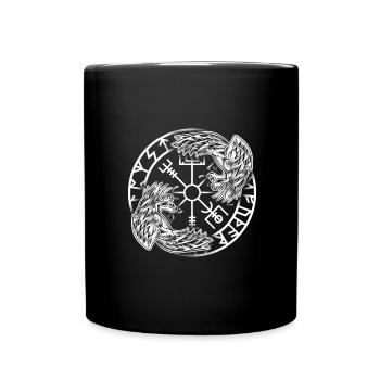 Hugin & Munin Rabenmythologie Vikigns - Tasse einfarbig - Schwarz - Vorne