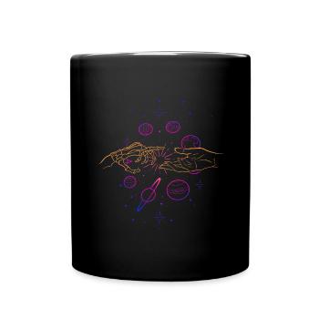 Hand in hand space / skeleton stars - Full Colour Mug - black - Front