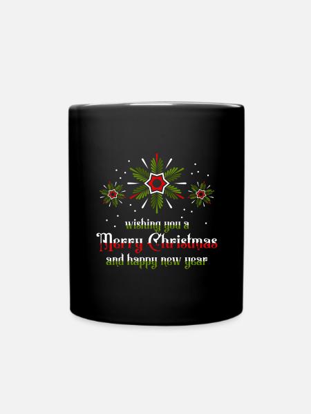 Merry Christmas mit Tannenstern - Tasse einfarbig - Schwarz