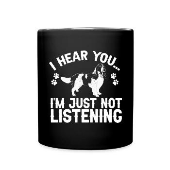 English Springer Spaniel Hund - Tasse einfarbig - Schwarz - Vorne