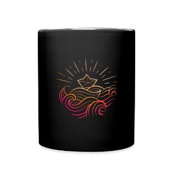 Bateau papier Origami - Mug uni - noir - Devant