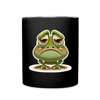 Cute Frog Amphibian Morning Grouch Grumpy Sleeping - Full Colour Mug - black - Front