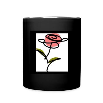 one Line Art Strichzeichnung Blume Blumen Pflanzen - Tasse einfarbig - Schwarz - Vorne