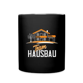 Team Hausbau - Tasse einfarbig - Schwarz - Vorne