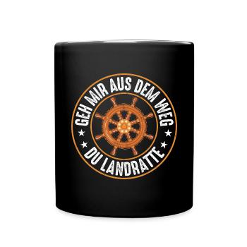 Landratte Geschenk Seemann Schiff - Tasse einfarbig - Schwarz - Vorne