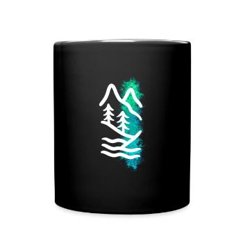 Forest landscape - Watercolor & line art white - Full Colour Mug - black - Front