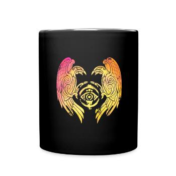 Hugin und Munin Raven Bunte Wikinger - Tasse einfarbig - Schwarz - Vorne