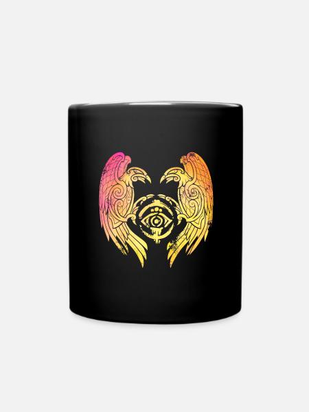 Hugin et Munin corbeau Vikings coloré - Mug uni - noir