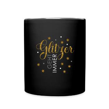 Glitzer geht immer - Tasse einfarbig - Schwarz - Vorne