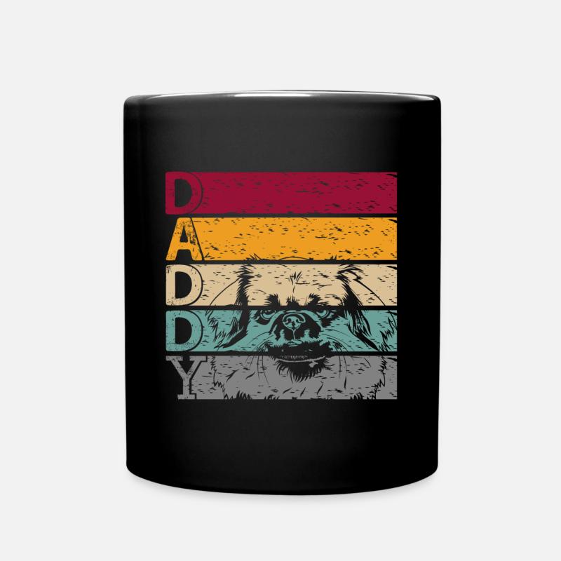Tibetan Spaniel Dad Daddy Papa Master Vintage - Full Colour Mug - black