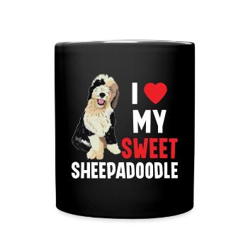 Sheepadoodle Doodle Dog - Full Colour Mug - black - Front