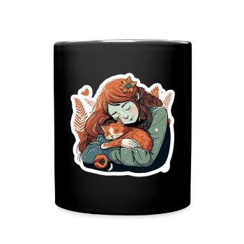 Katzenmama Katze Anime Kätzchen Liebe Frau Mama - Tasse einfarbig - Schwarz - Vorne
