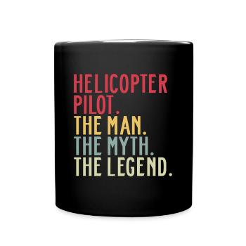 Hubschrauberpilot Helikopter Dad Sprüche Vintage - Tasse einfarbig - Schwarz - Vorne
