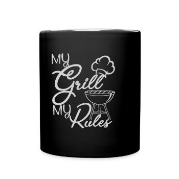Lustiger Grill-Spruch I Grillen Motiv - Tasse einfarbig - Schwarz - Vorne