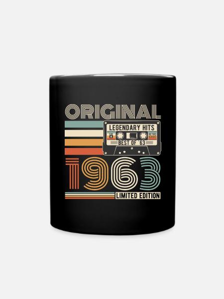 Jahrgang 1963 Vintage Geburtstag Retro - Tasse einfarbig - Schwarz
