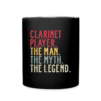 Clarinet Player Dad Sprüche Klarinettenspieler - Tasse einfarbig - Schwarz - Vorne