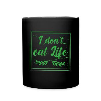 Vegan Fleischlos Tierlieb & Veganer - Tasse einfarbig - Schwarz - Vorne