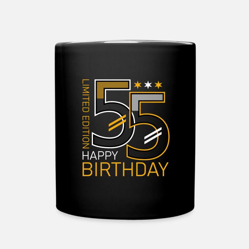 55 Happy Birthday - Full Colour Mug - black