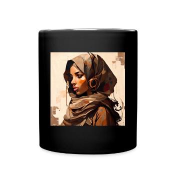 Femme musulmane hijab abstraite d'art moderne - Mug uni - noir - Devant