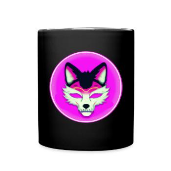 Kitsun Vaporwave Japanische Kami Vaporwave Kitsune - Tasse einfarbig - Schwarz - Vorne