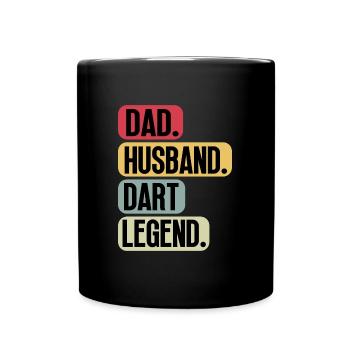 Dart Dad Papa Ehemann Sprüche Lustige Witzig Humor - Tasse einfarbig - Schwarz - Vorne