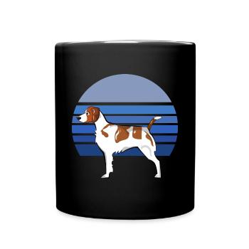 Brittany Dog Blue Retro - Full Colour Mug - black - Front