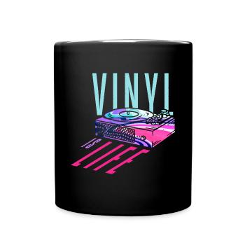 Vinyl is Life - Retro Vintage - Tasse einfarbig - Schwarz - Vorne