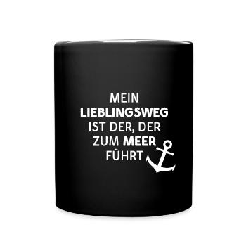 LIEBLINGSWEG MEER ERHOLUNG URLAUB AUSZEIT ANKER - Tasse einfarbig - Schwarz - Vorne