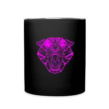 Pink tiger geometric line art design - Full Colour Mug - black - Front